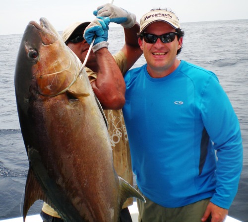 Scott with his amberjack caught with Costa Rica Fishing Charters