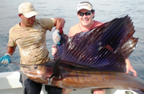 Scott with his first sailfish caught with Costa Rica Fishing Charters