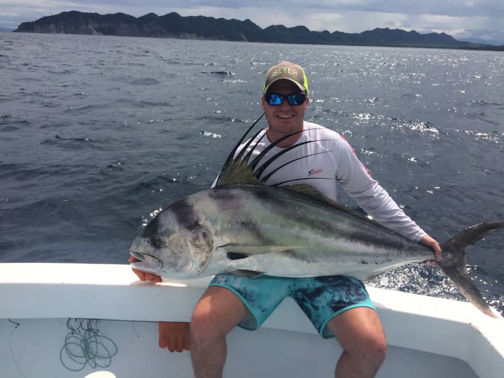 Fighting Roosterfish on Danny Crosby's fishing charter in Costa Rica